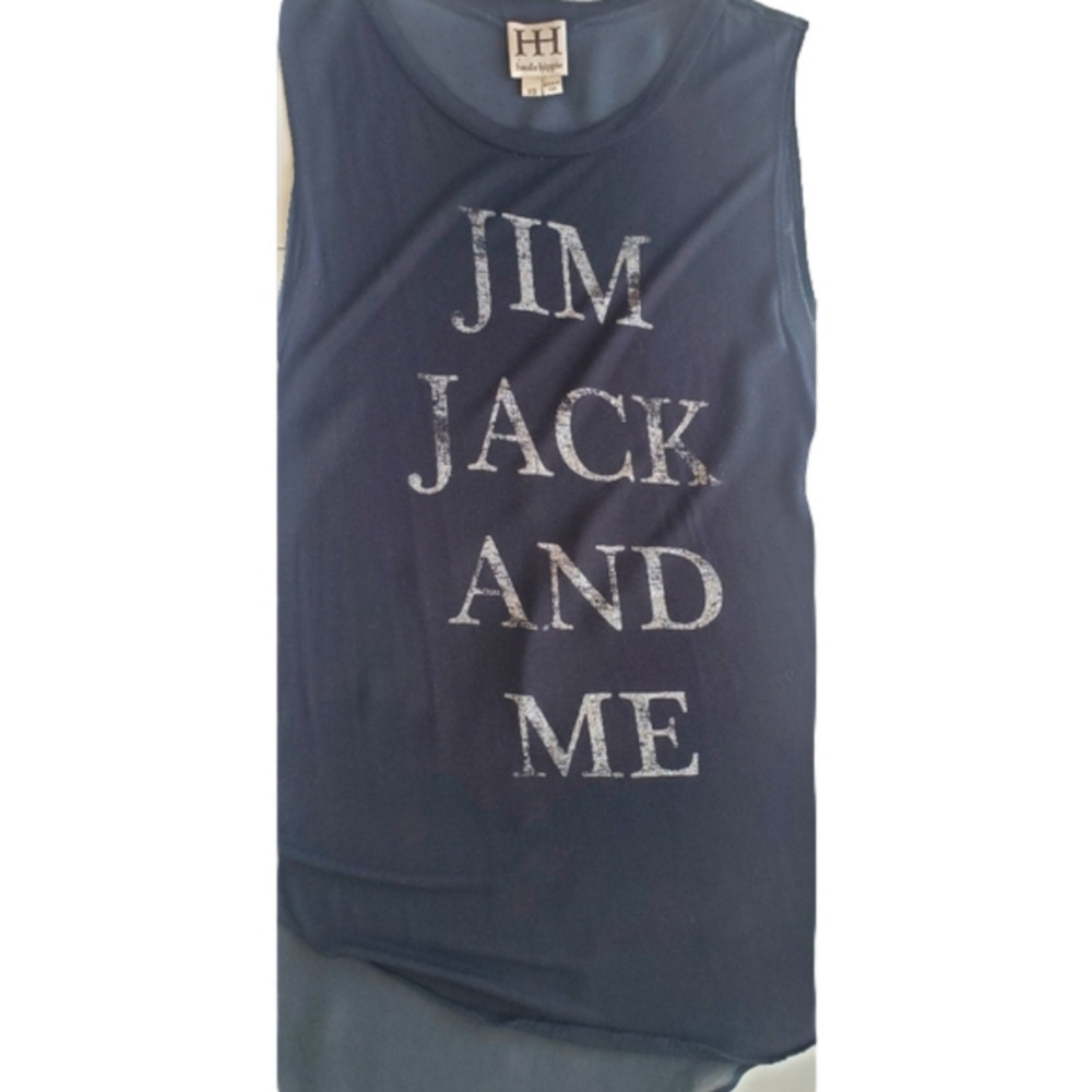 Haute Hippie Jim Jack and Me black concert tee sleeveless grunge Sz XS| GUC